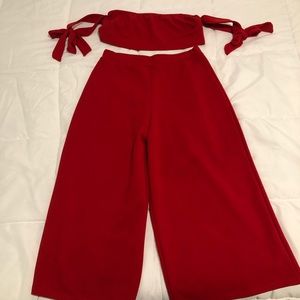 Petite Tie Bandeau w/ Matching Pants Set